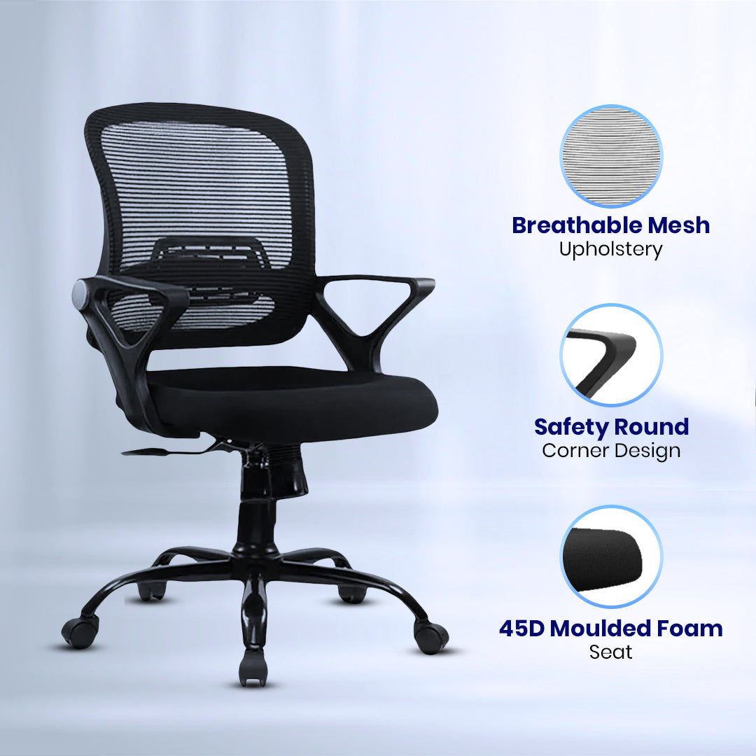 Kepler Brooks Elva Mid Back Office Chair (Black)