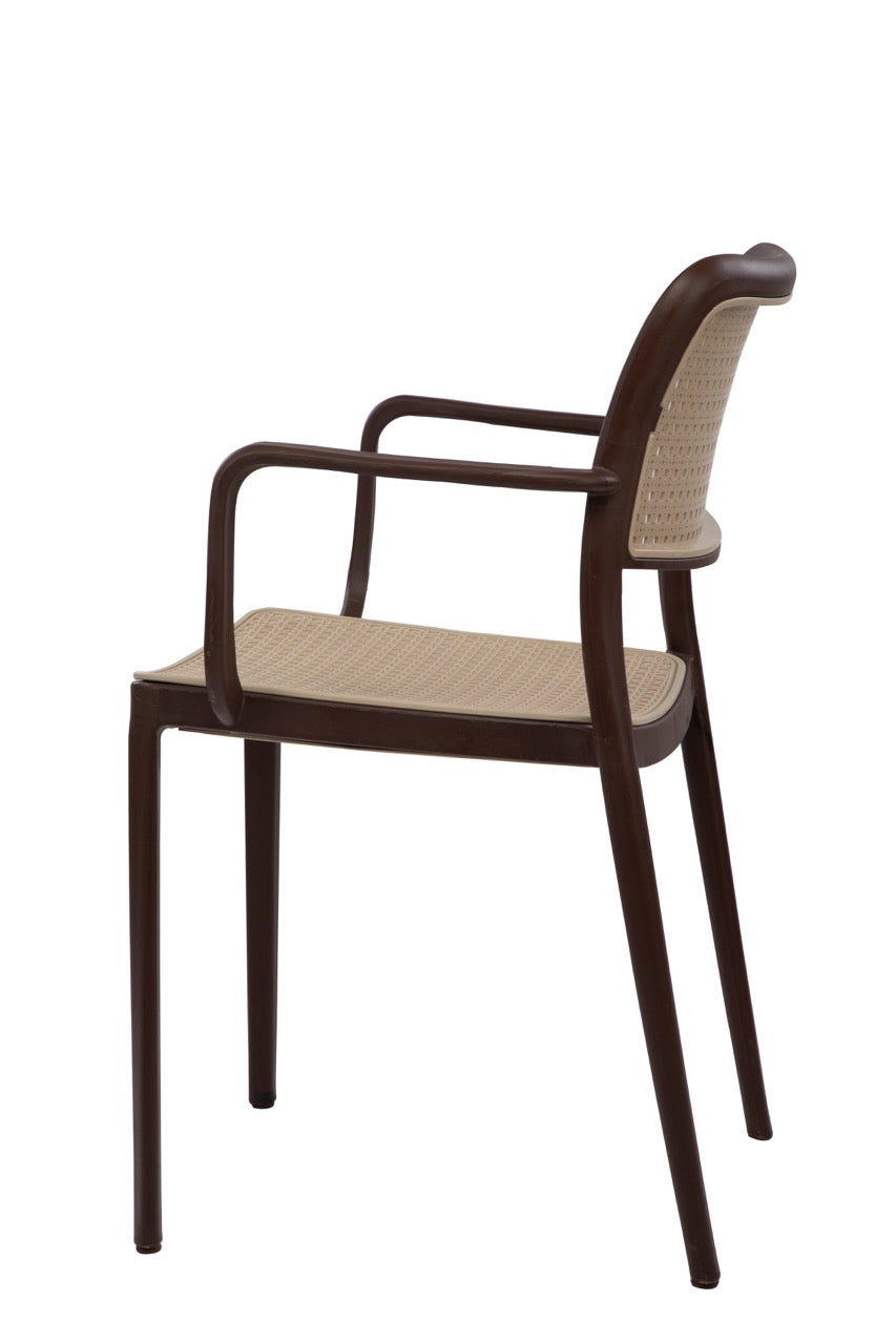 Kepler Brooks Zen Rattan Cafeteria Dining Chair with Arms