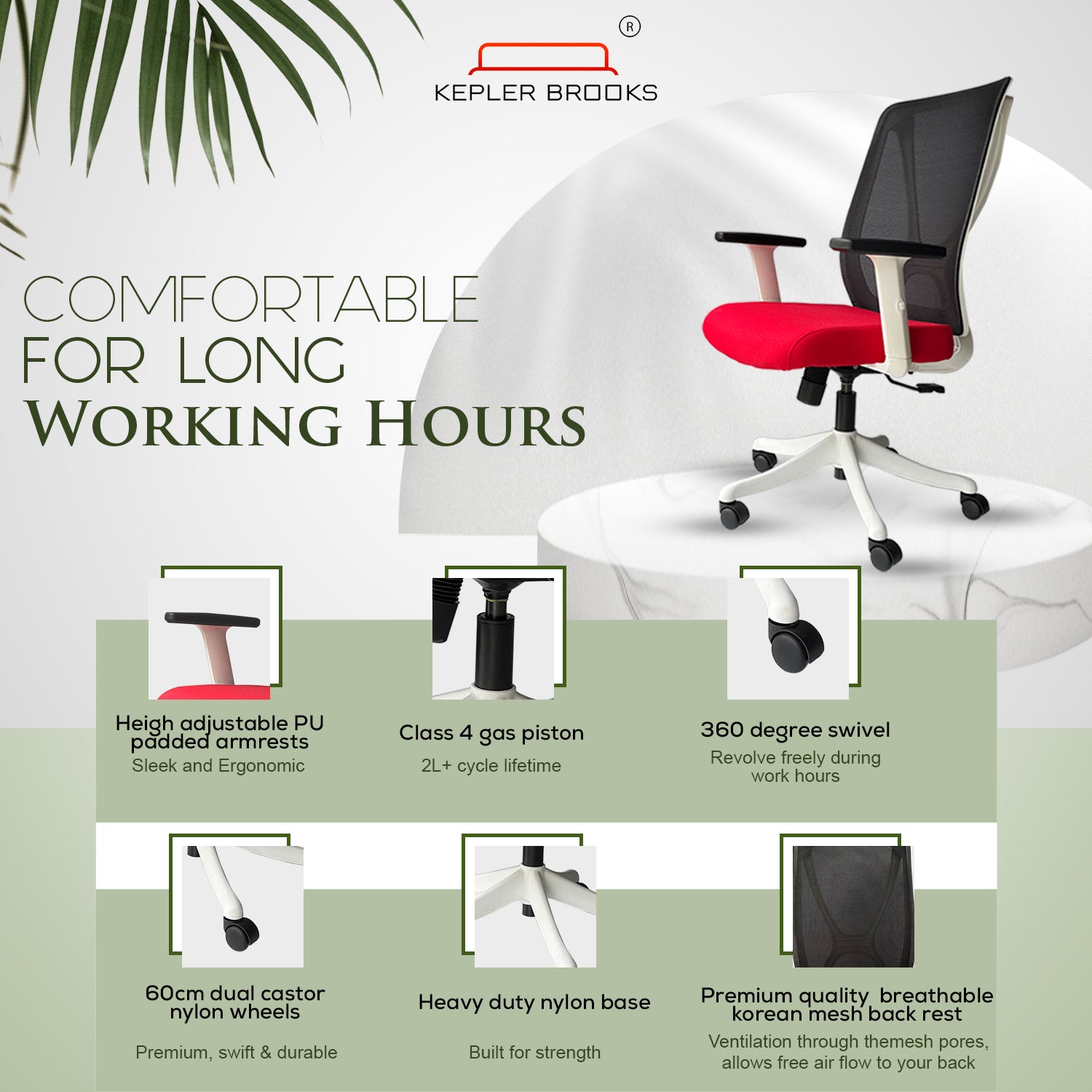 Kepler Brooks Astra Mid Back Mesh Office Chair