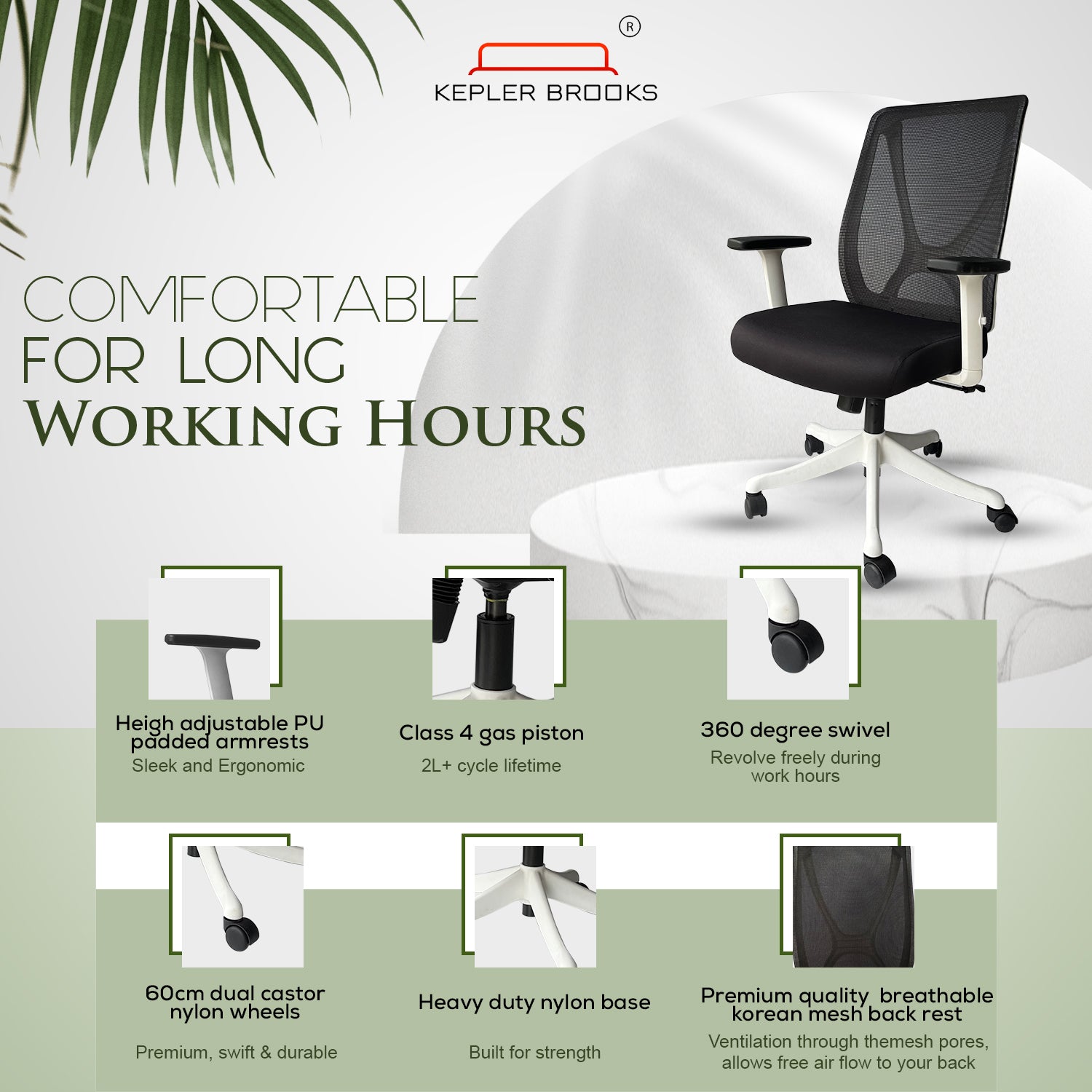 Kepler Brooks Astra Mid Back Mesh Office Chair