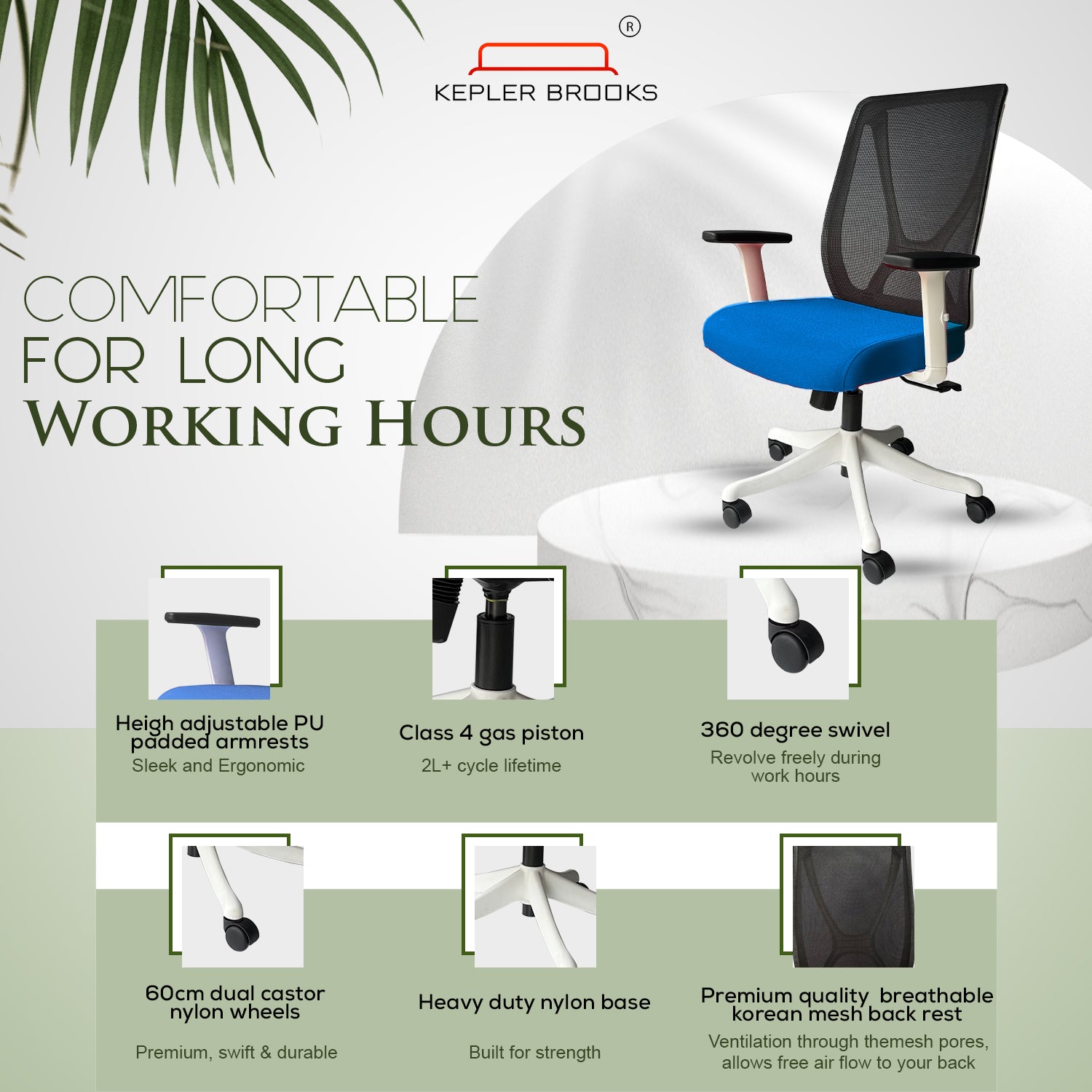Kepler Brooks Astra Mid Back Mesh Office Chair