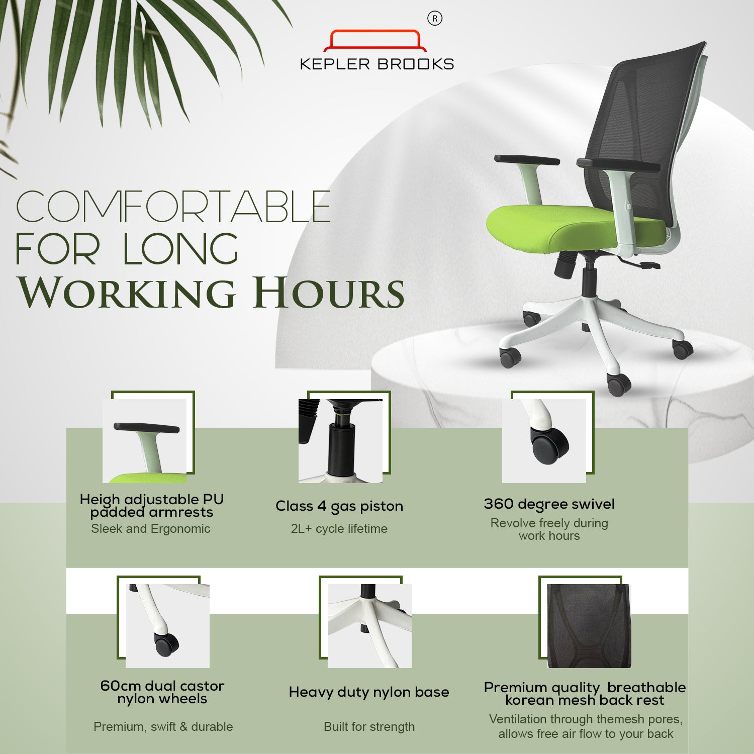 Kepler Brooks Astra Mid Back Mesh Office Chair