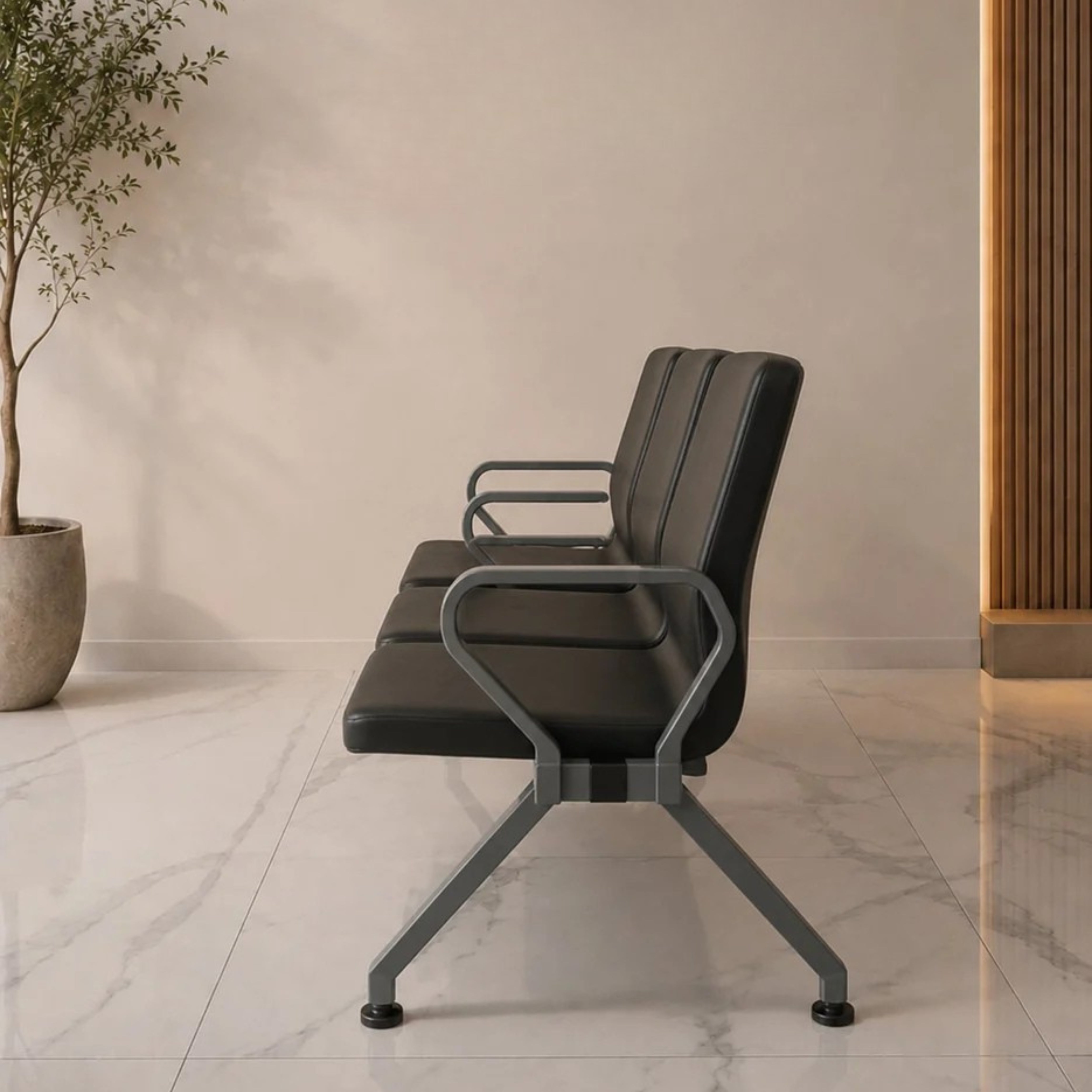 Kepler Brooks Verona Premium PU Waiting Chair with Mild Steel Frame