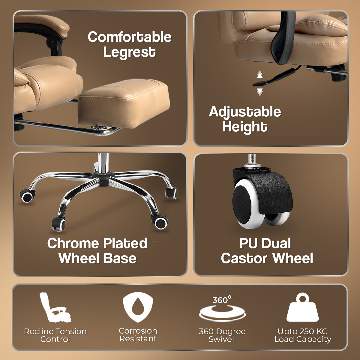Kepler Brooks Italia High Back Leatherette ErgoSmart Office Chair