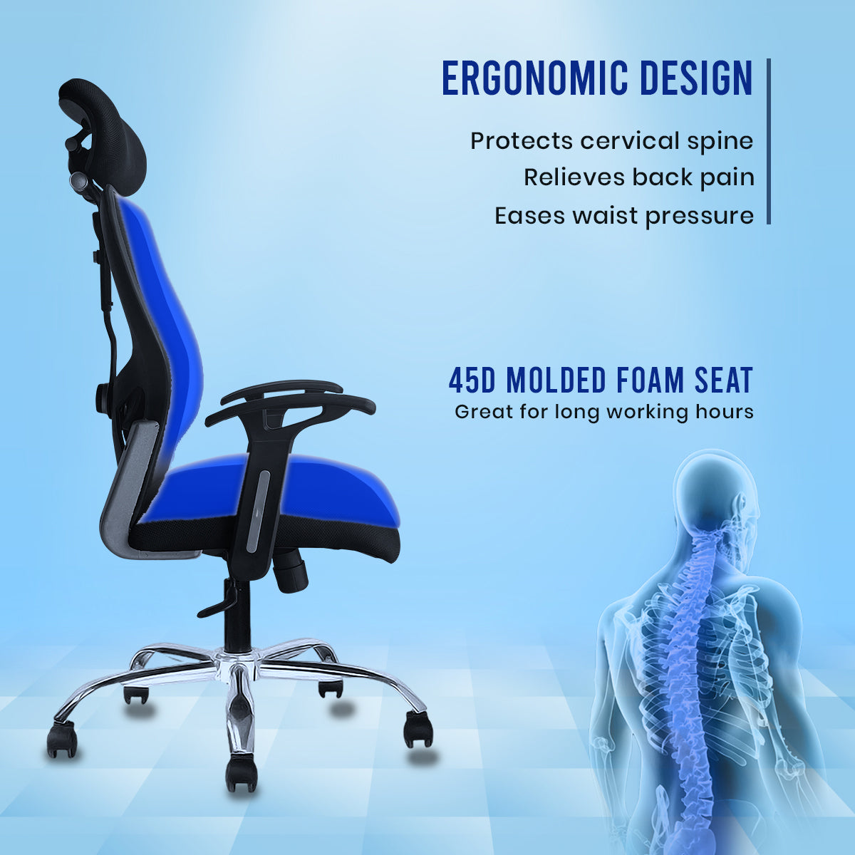 Kepler Brooks Nova Ergonomic High Back Mesh Office Chair (Black)