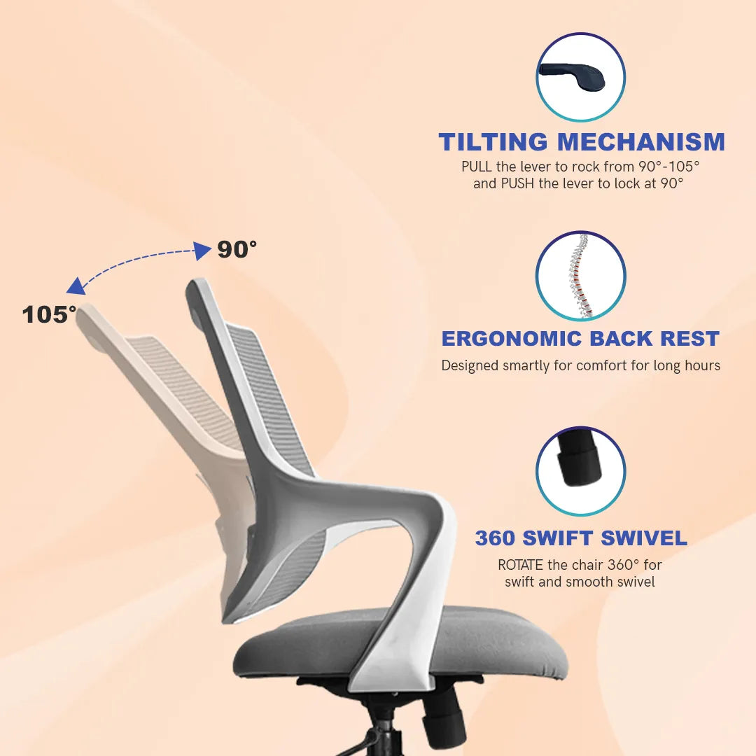 Kepler Brooks Polaris Mid Back Office Chair (White)