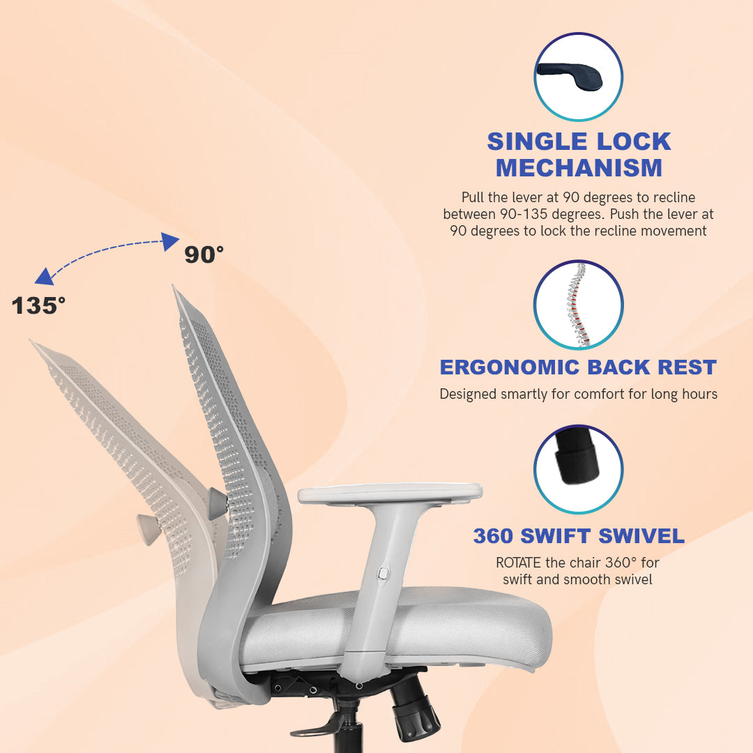 Kepler Brooks Celesta Ergonomic Mid Back Mesh Office Chair