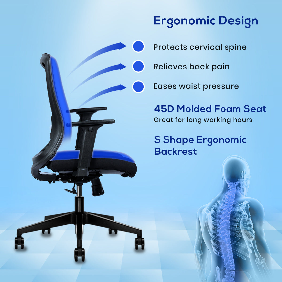 Kepler Brooks Eterna Premium Mid Back Mesh Office Chair