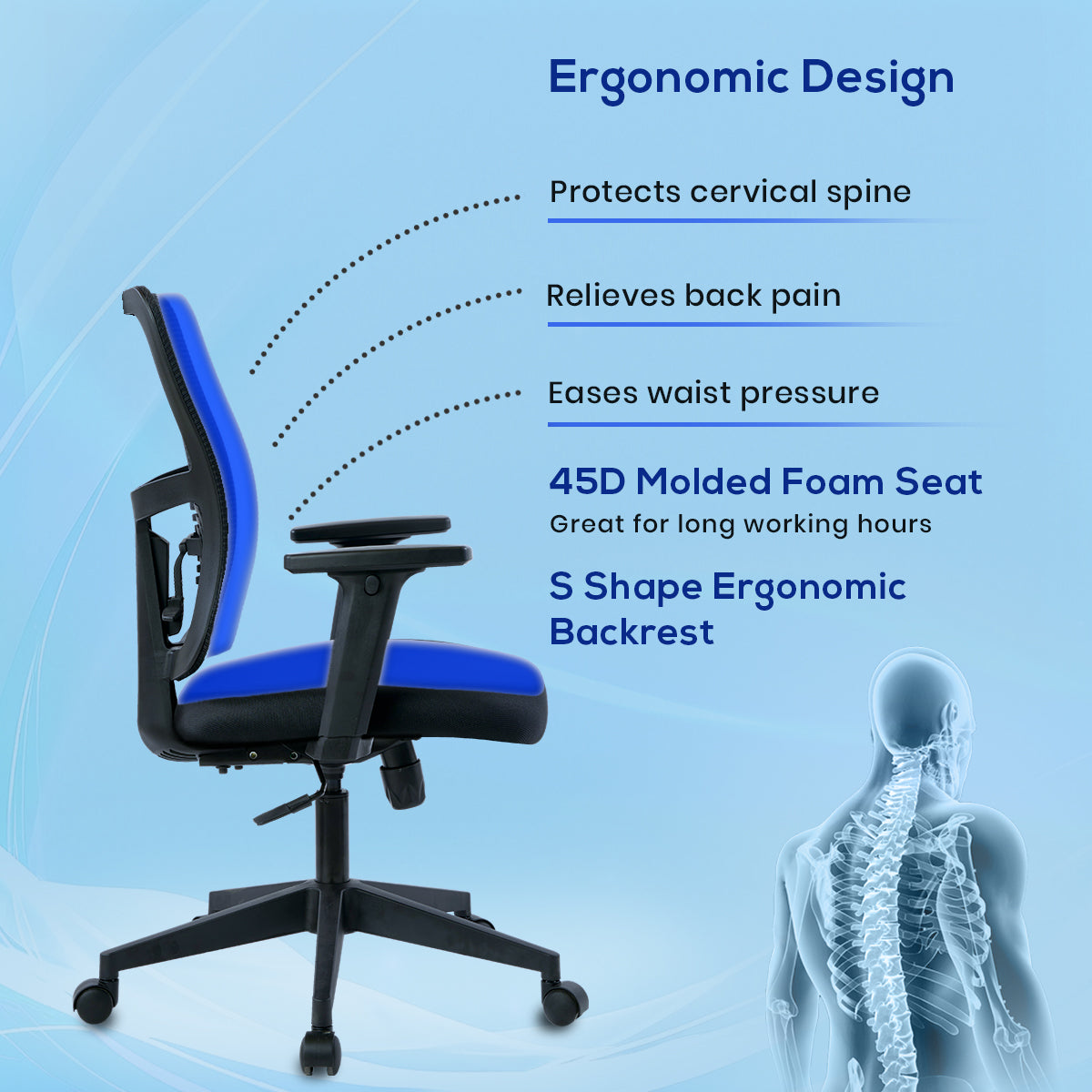 Kepler Brooks Ignis Ergonomic Mid Back Mesh Office Chair