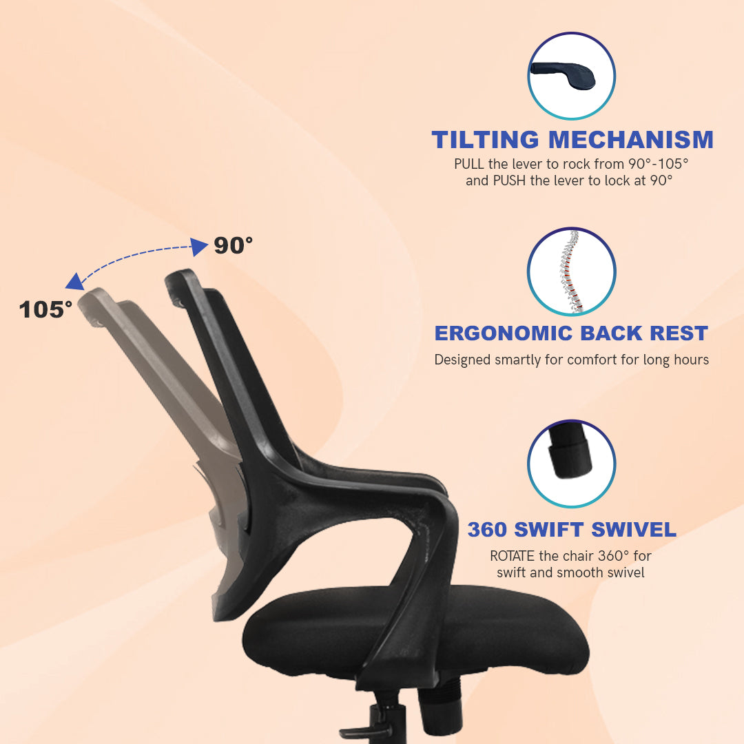 Kepler Brooks Polaris Mid Back Office Chair (White)