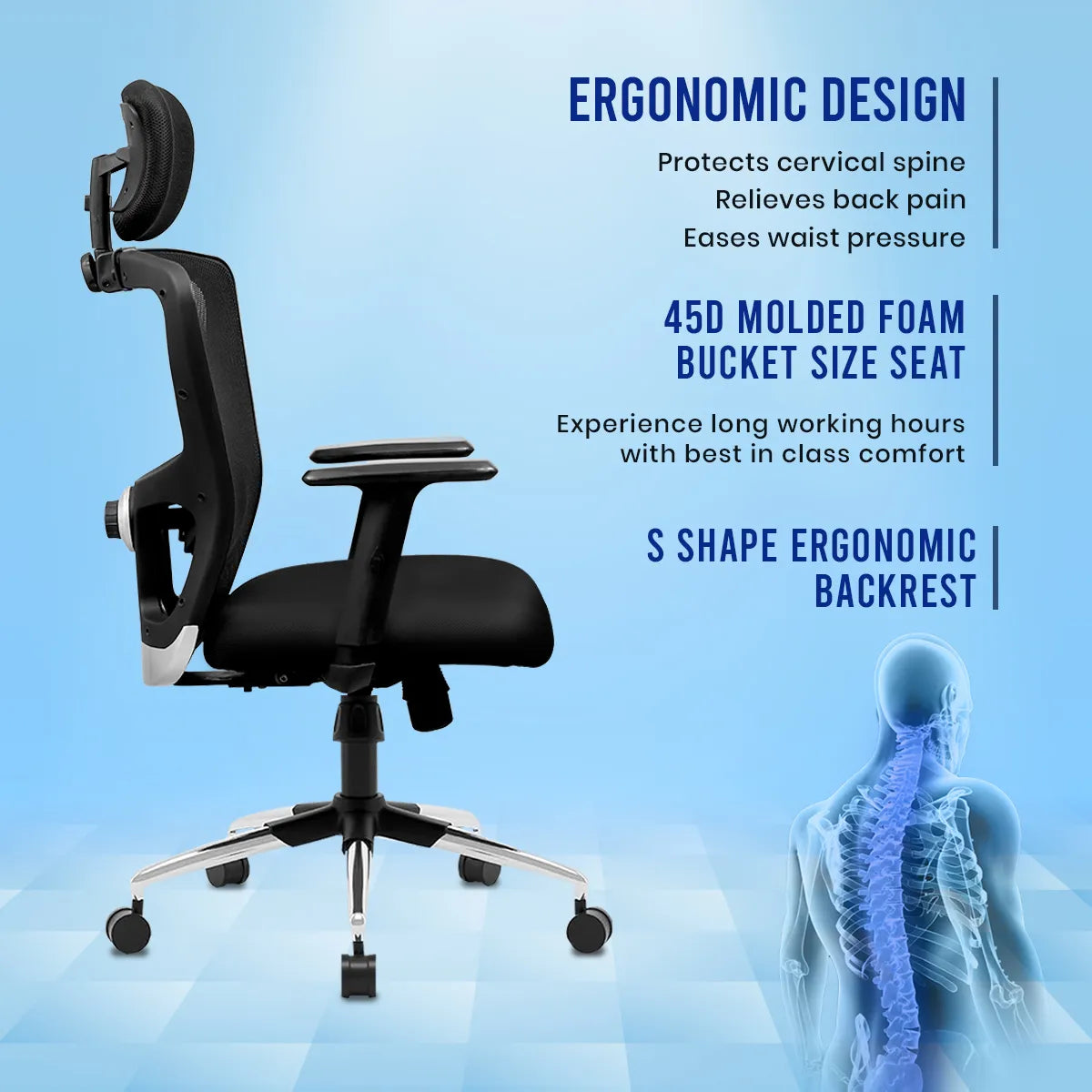 Kepler Brooks Zeus High Back Mesh Office Chair (Black)