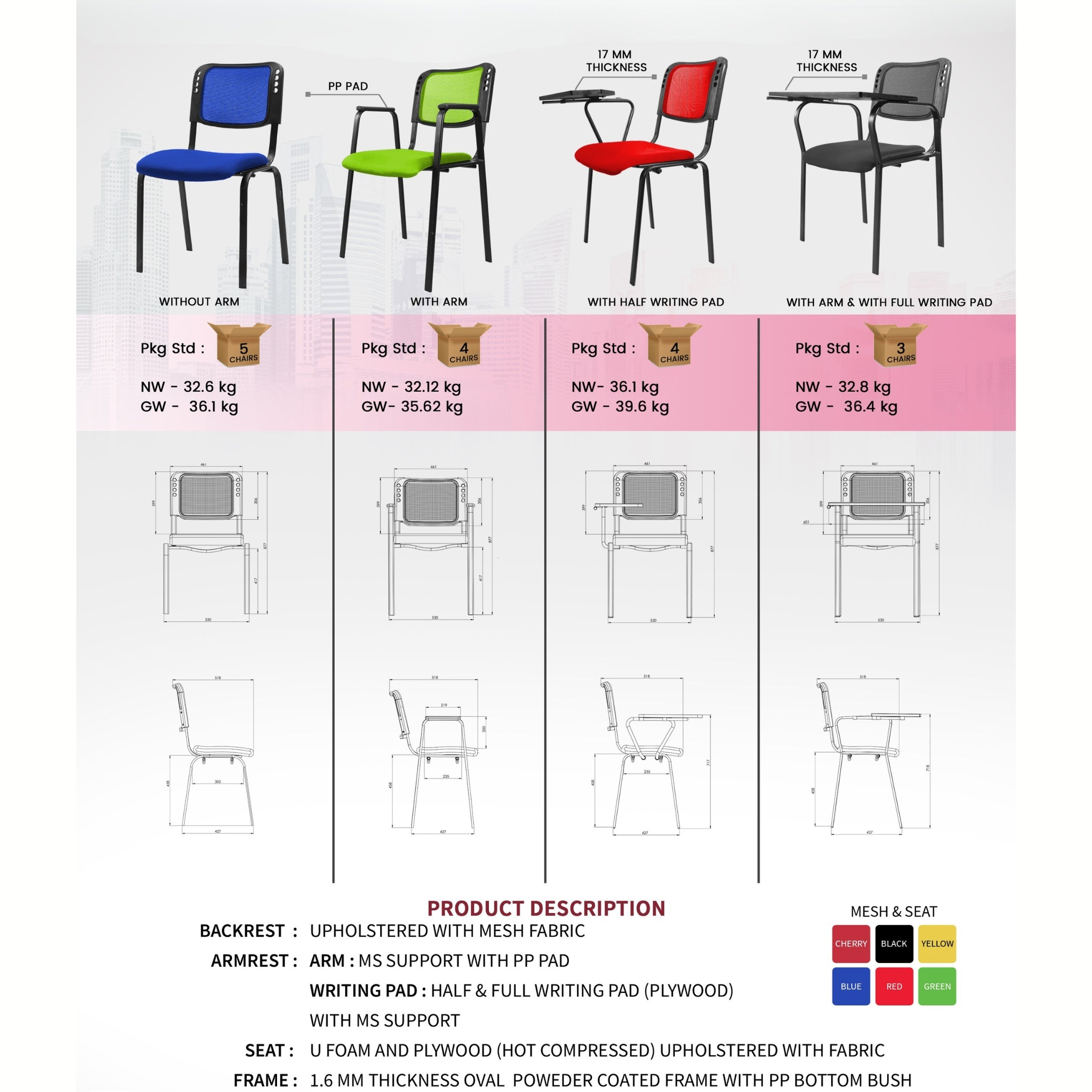 Kepler Brooks Arven Visitor Chair with Metal Frame