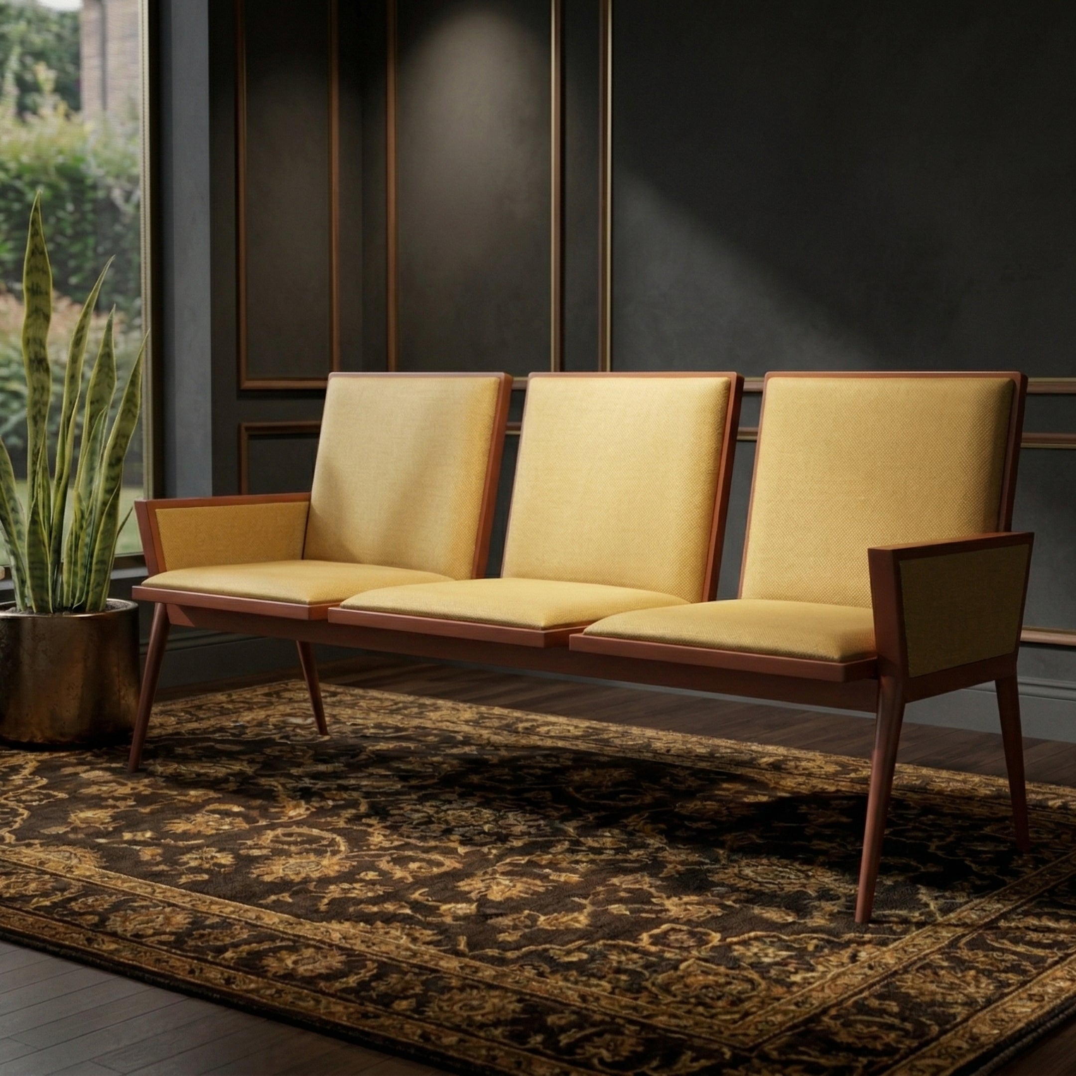 Kepler Brooks Comfy Three Seater Waiting Chair with Cushion & Arms
