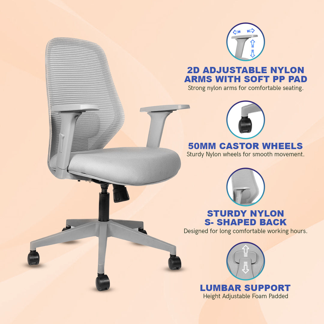 Kepler Brooks Verve Premium Mid Back Mesh Office Chair