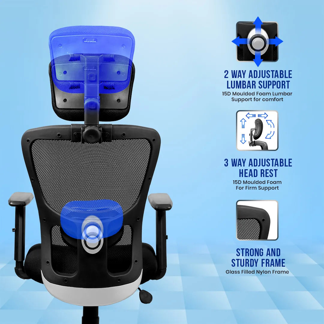 Kepler Brooks Zeus High Back Mesh Office Chair (Black)