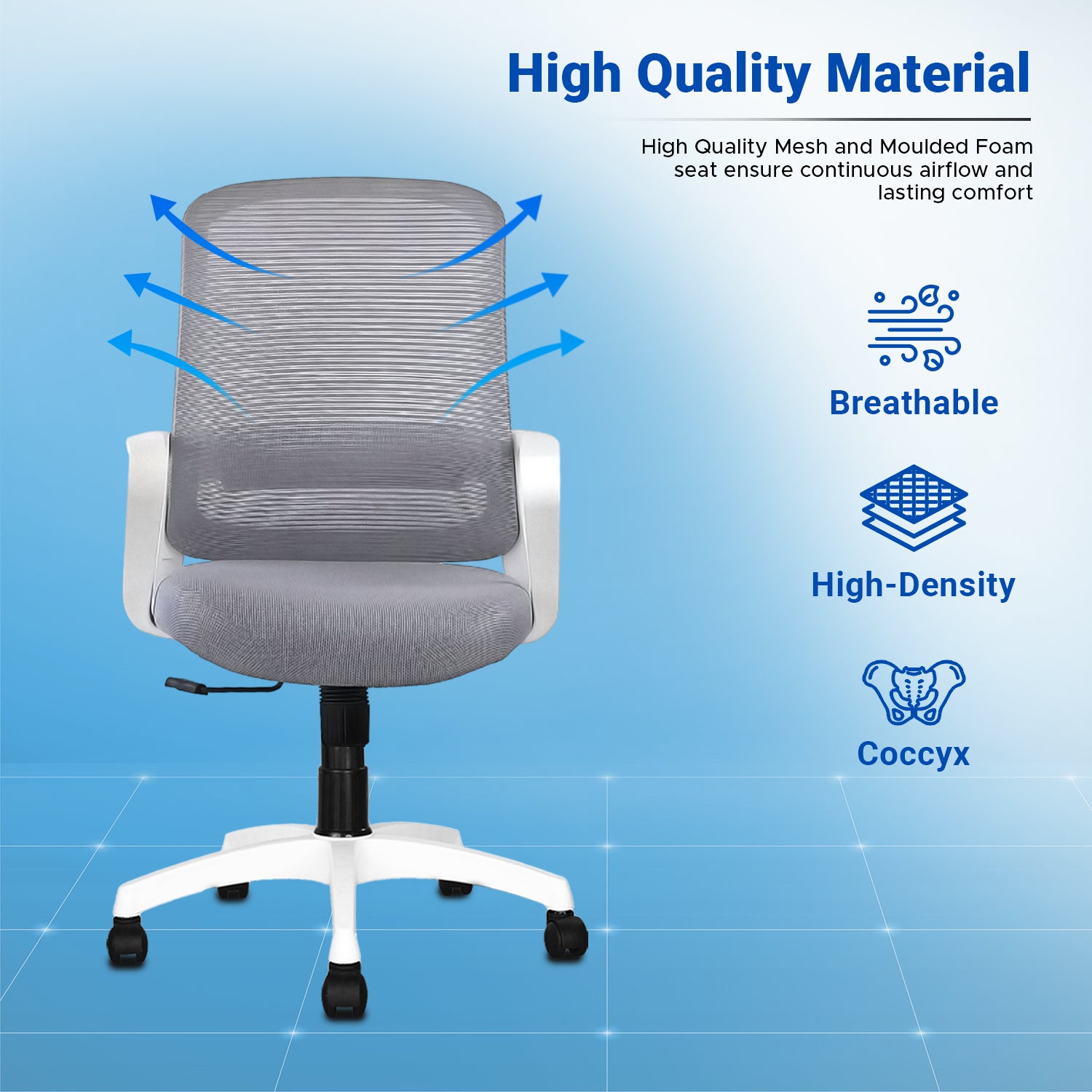 Kepler Brooks Aurelia Mid Back Mesh Office Chair (White Frame)