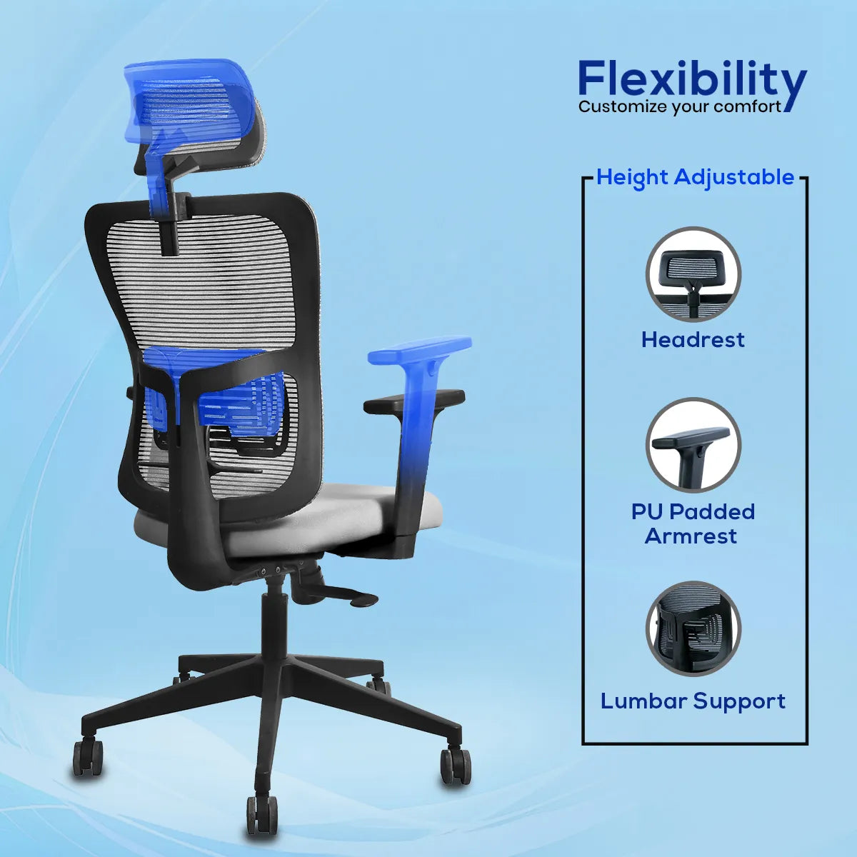 Kepler Brooks Ignis Ergonomic High Back Mesh Office Chair