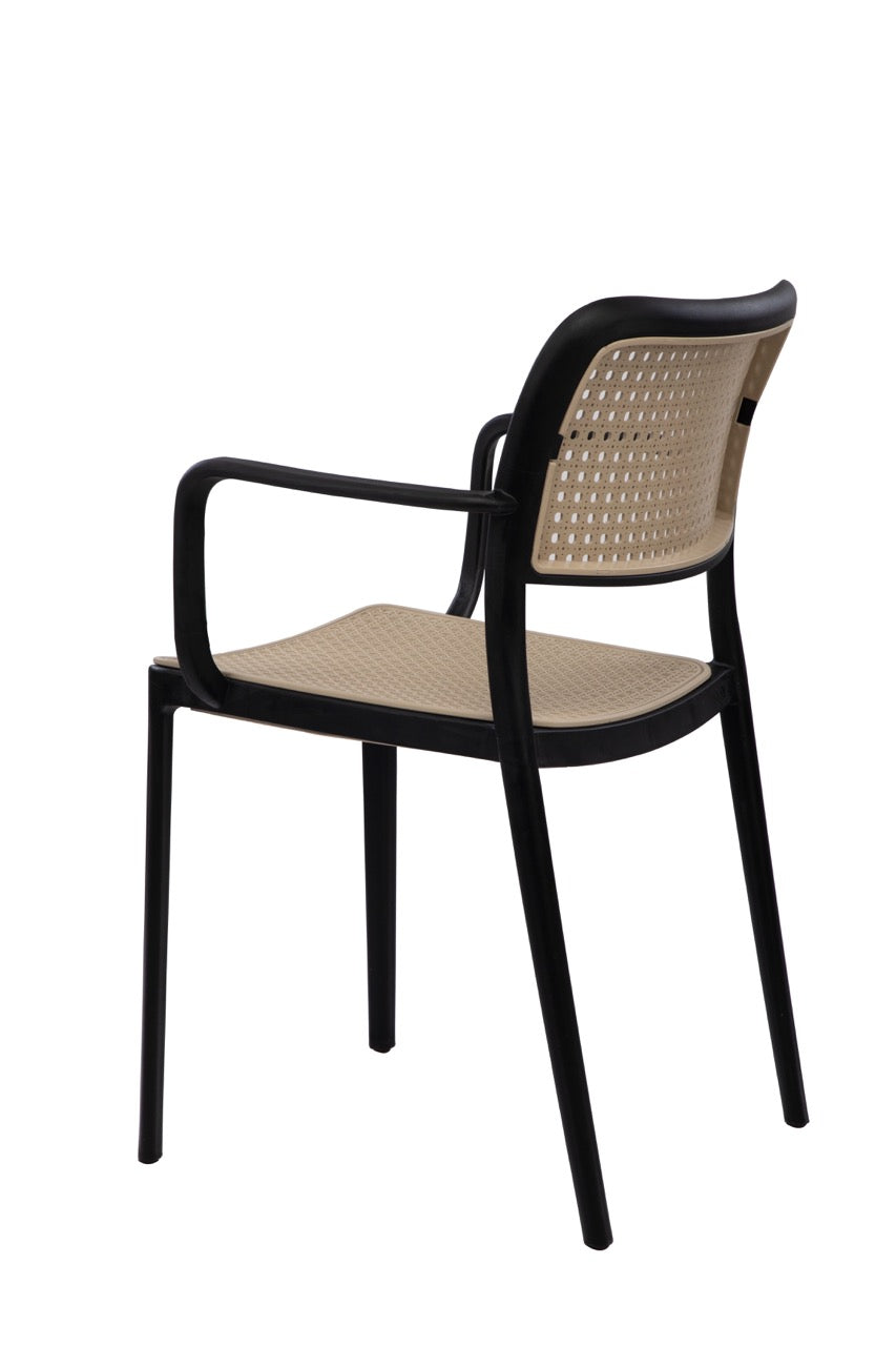 Kepler Brooks Zen Rattan Cafeteria Dining Chair with Arms