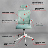 Kepler Brooks Office Chair | 1 Year Warranty | Chair for Office Work at Home, High Back Office Chair, Ergonomic Chair, Computer Chair, Flip Up Armrests, Rocking Push Back Mechanism - Hydra (Blue)