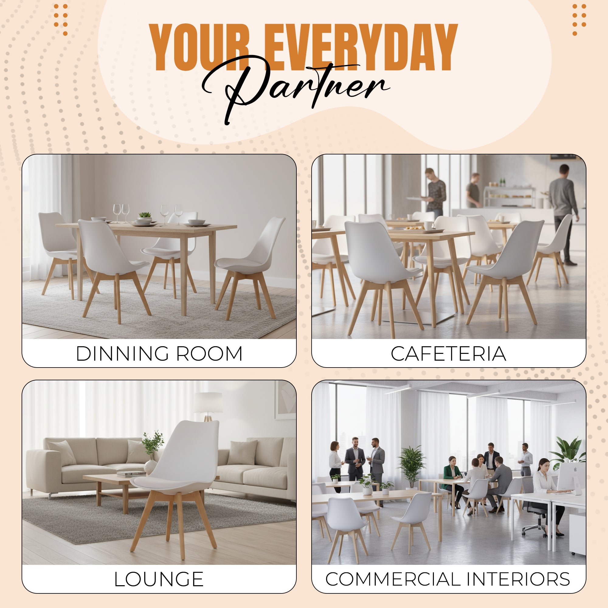 Kepler Brooks Valente Cafeteria Dining Chair with Cushion
