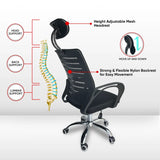 Kepler Brooks Office Chair | 1 Year Warranty | Chair for Office Work at Home, High Back Office Chair, Ergonomic Chair, Computer Chair with Fixed Armrests, Rocking Push Back Mechanism - Aspira (Black)