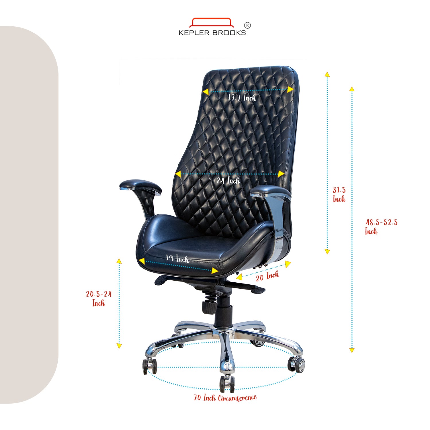 Kepler Brooks Atlas Premium High Back Leatherette Office Chair