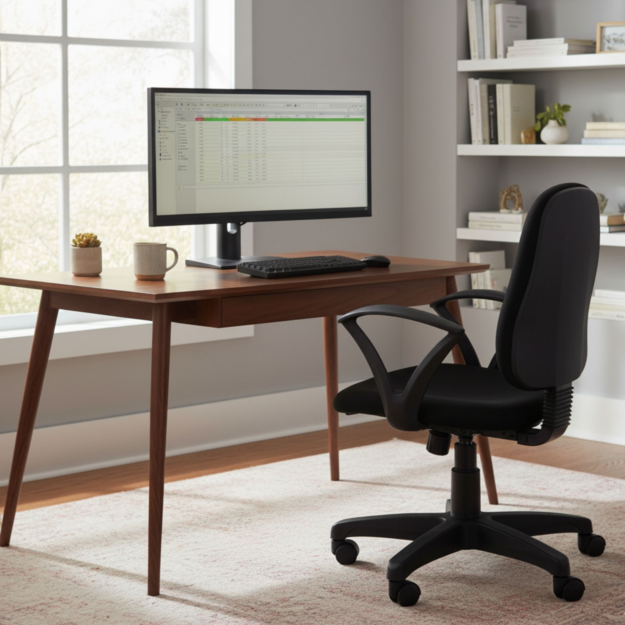 Kepler Brooks Linea Mid Back Cushion Office Chair (Black)
