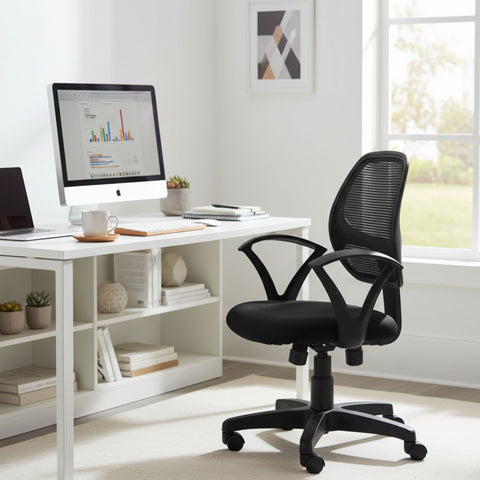Kepler Brooks Axel Mid Back Mesh Office Chair (Black)