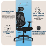 Kepler Brooks Marvel Premium High Back Mesh Office Chair (White Grey)