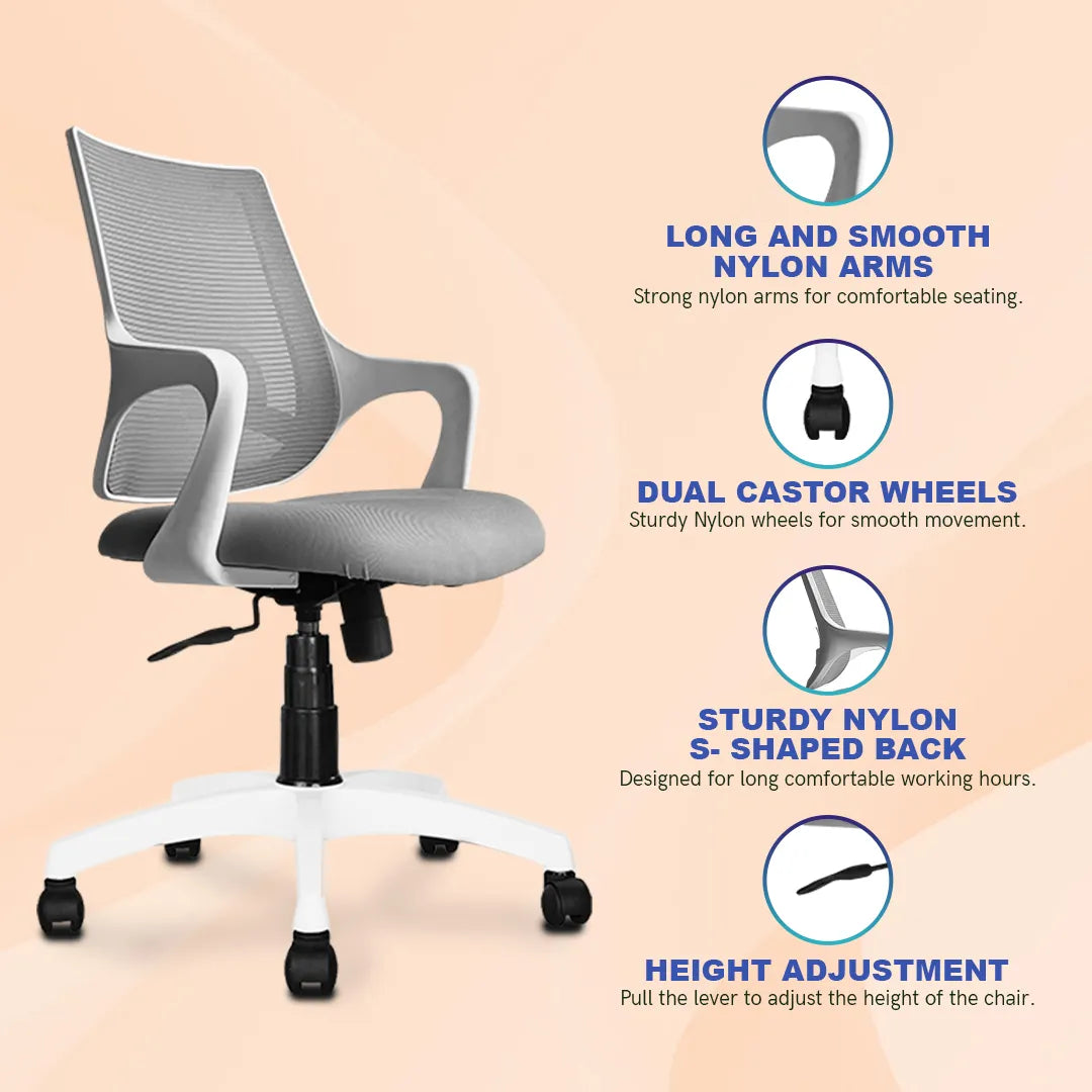 Kepler Brooks Polaris Mid Back Office Chair (White)