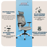 Kepler Brooks Marvel Premium High Back Mesh Office Chair (White Grey)