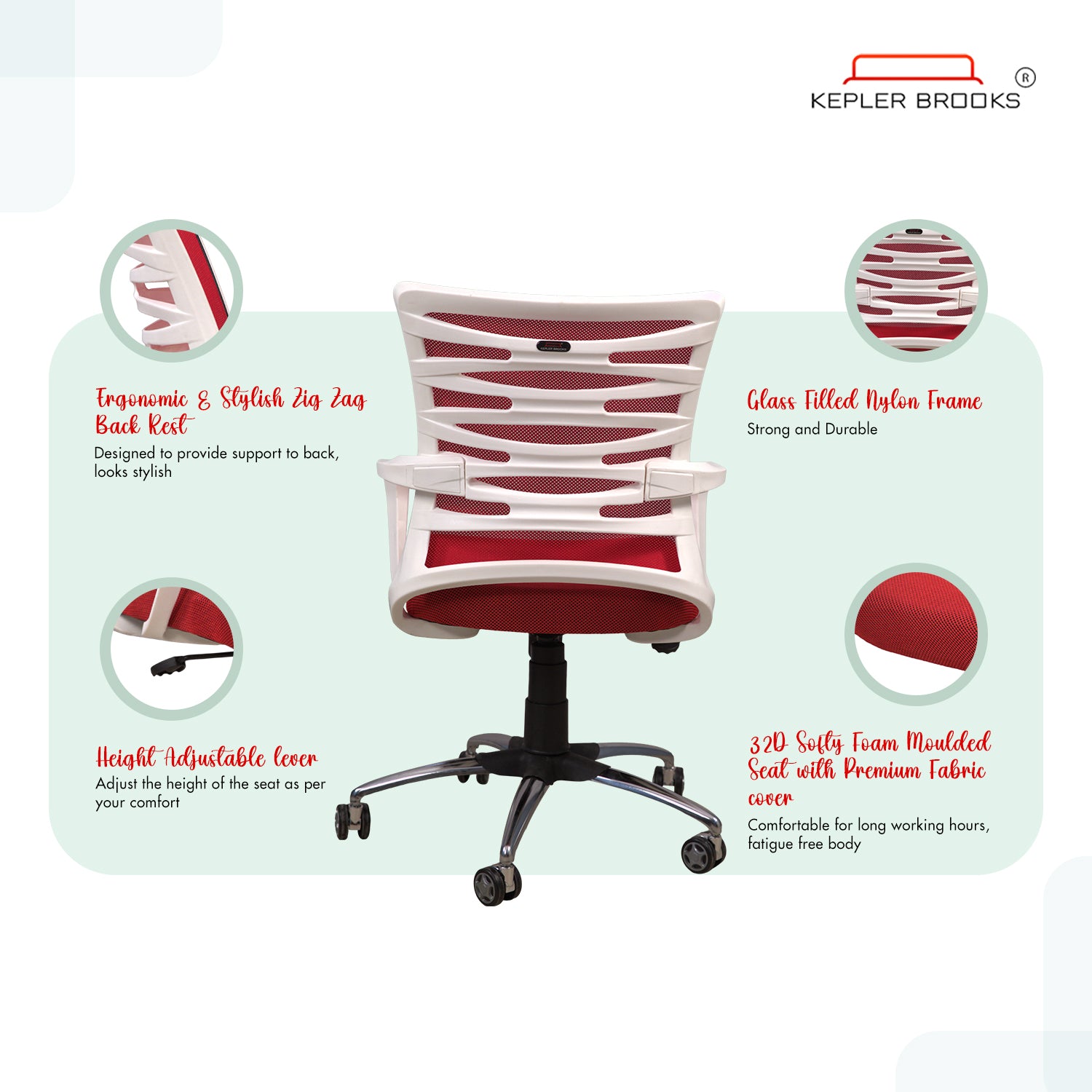 Kepler Brooks Dazzle Mid Back Mesh Office Chair