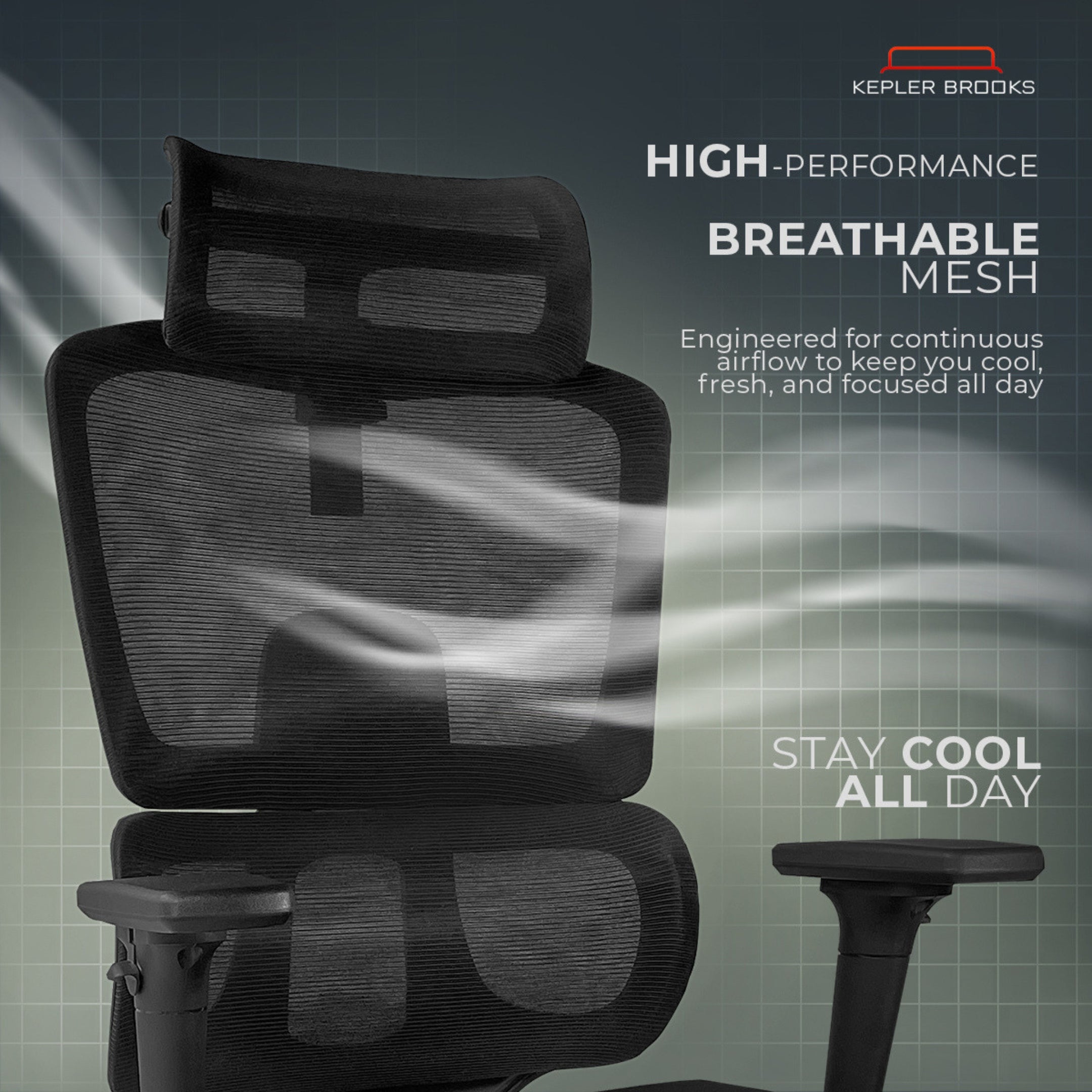 Kepler Brooks Imperia Pro Premium High Back Mesh Office Chair with Legrest