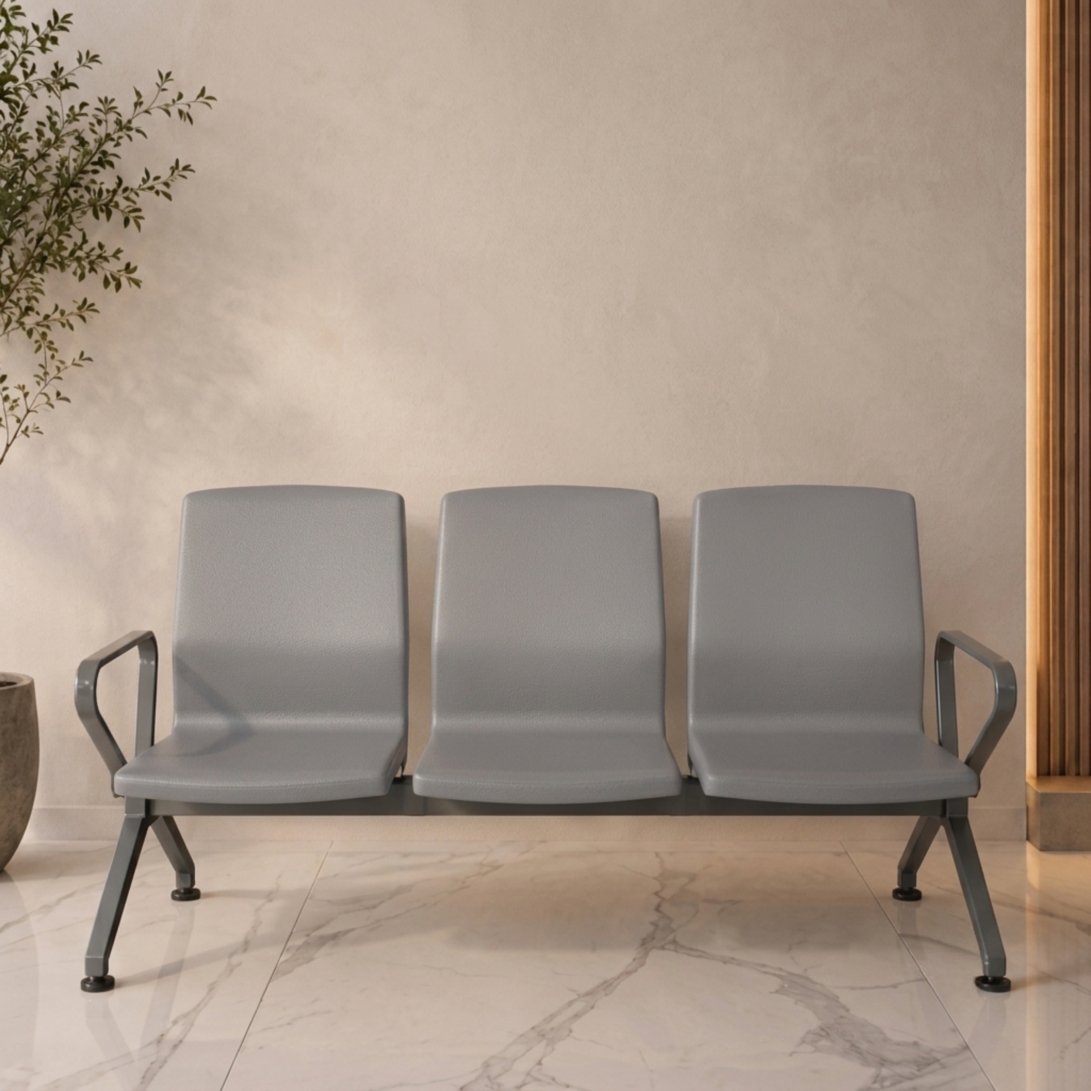 Kepler Brooks Verona Premium PU Waiting Chair with Mild Steel Frame