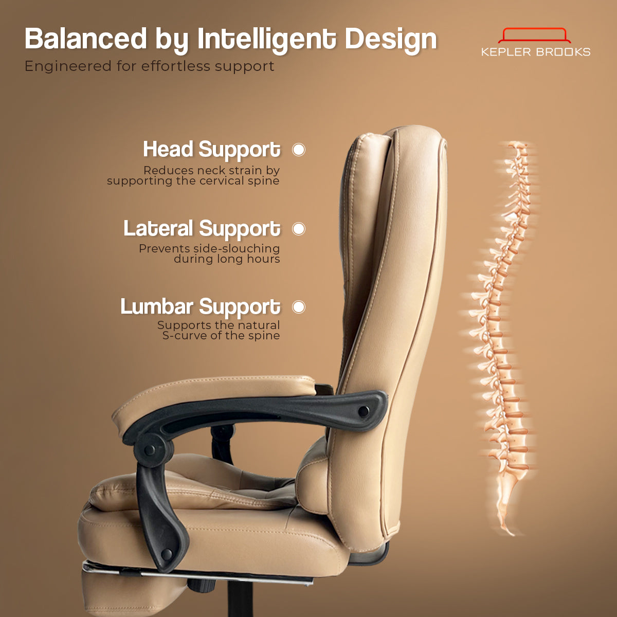 Kepler Brooks Italia High Back Leatherette ErgoSmart Office Chair