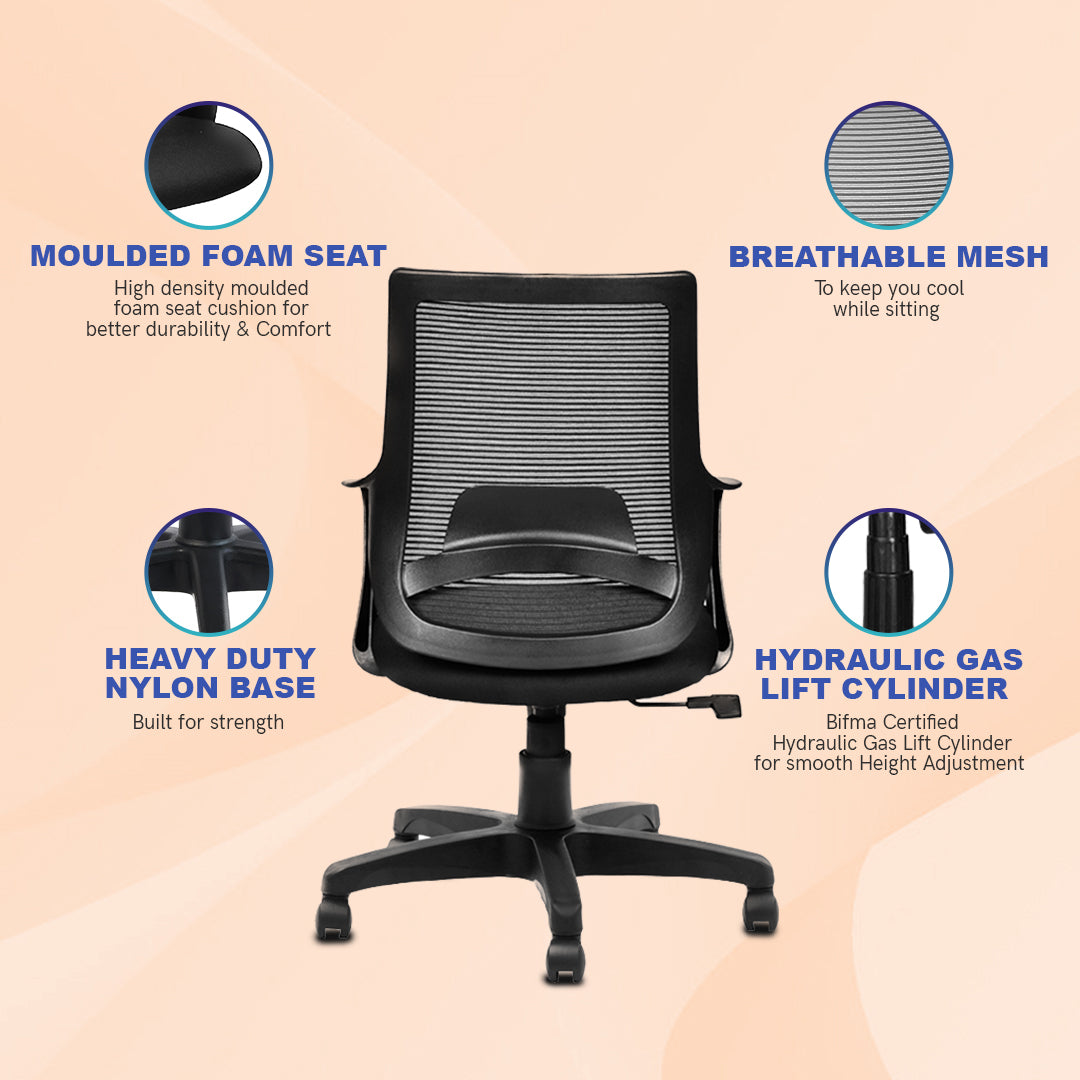 Kepler Brooks Polaris Mid Back Office Chair (White)