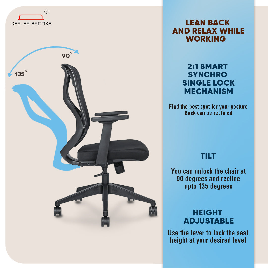 Kepler Brooks Marvel Ergonomic Mid Back Mesh Office Chair