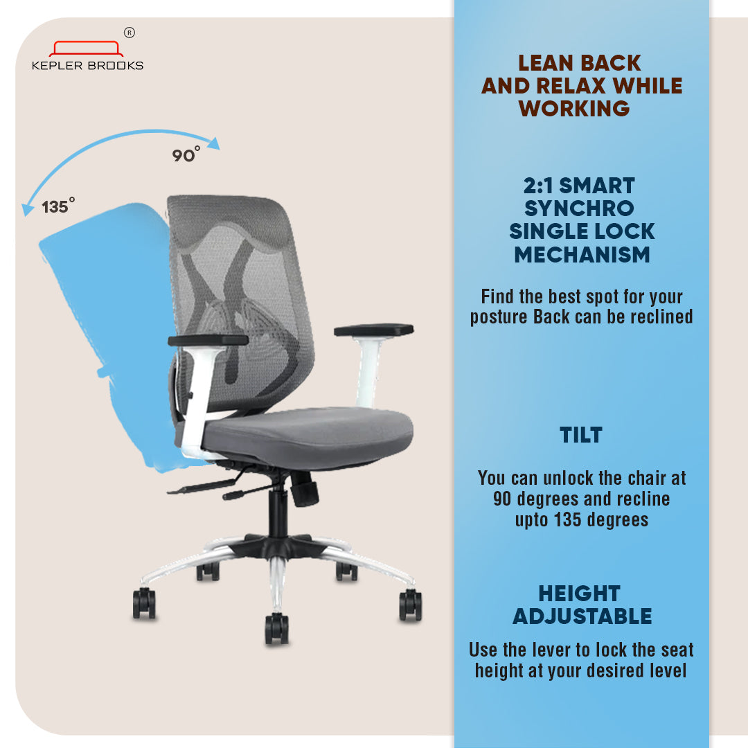 Kepler Brooks Marvel Ergonomic Mid Back Mesh Office Chair