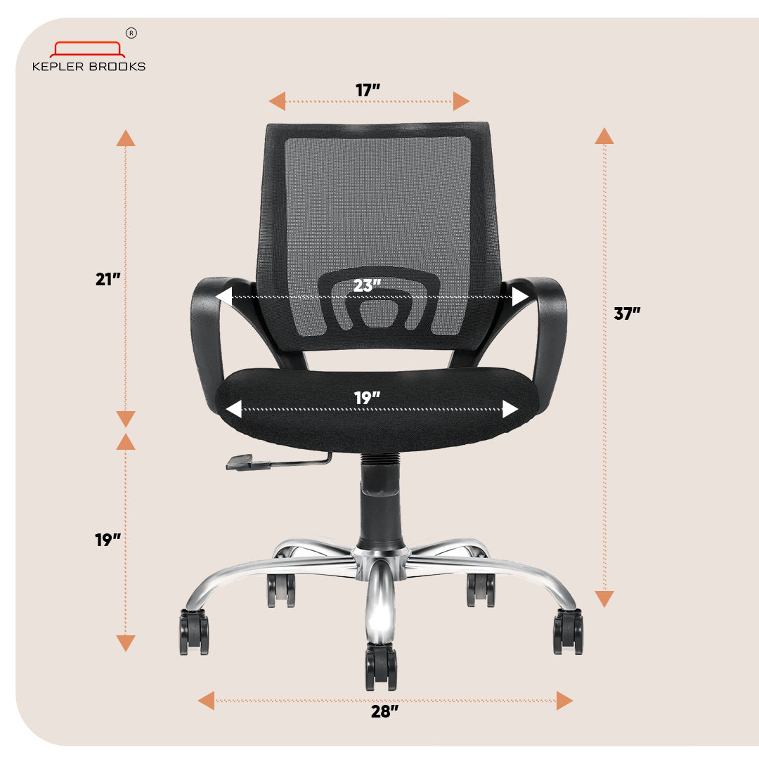 Kepler Brooks Crux Mid Back Office Chair (Black)
