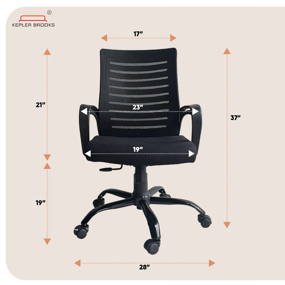 Kepler Brooks Iris Mid Back Mesh Office Chair (Black)