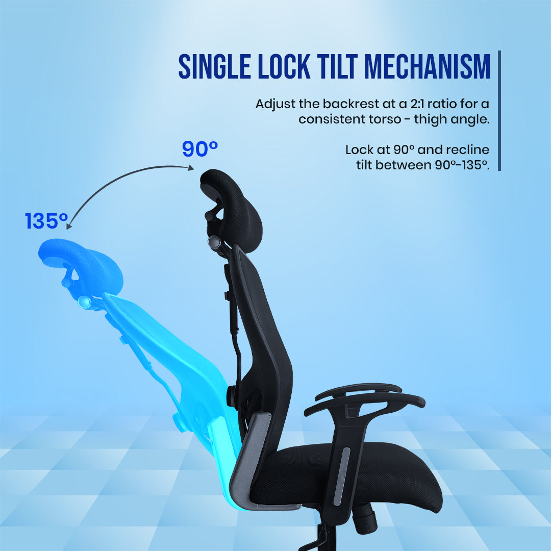 Kepler Brooks Nova Ergonomic High Back Mesh Office Chair (Black)