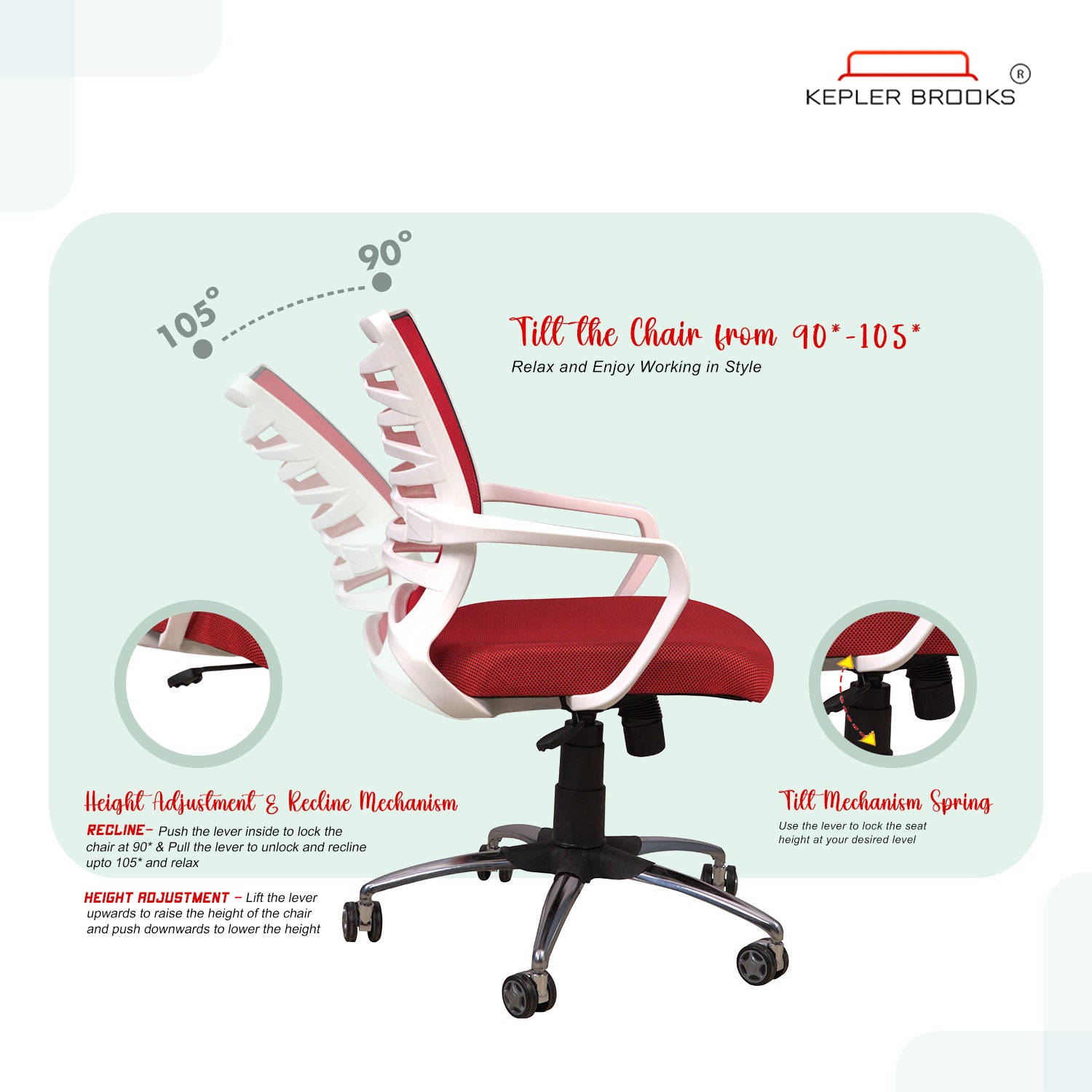 Kepler Brooks Dazzle Mid Back Mesh Office Chair