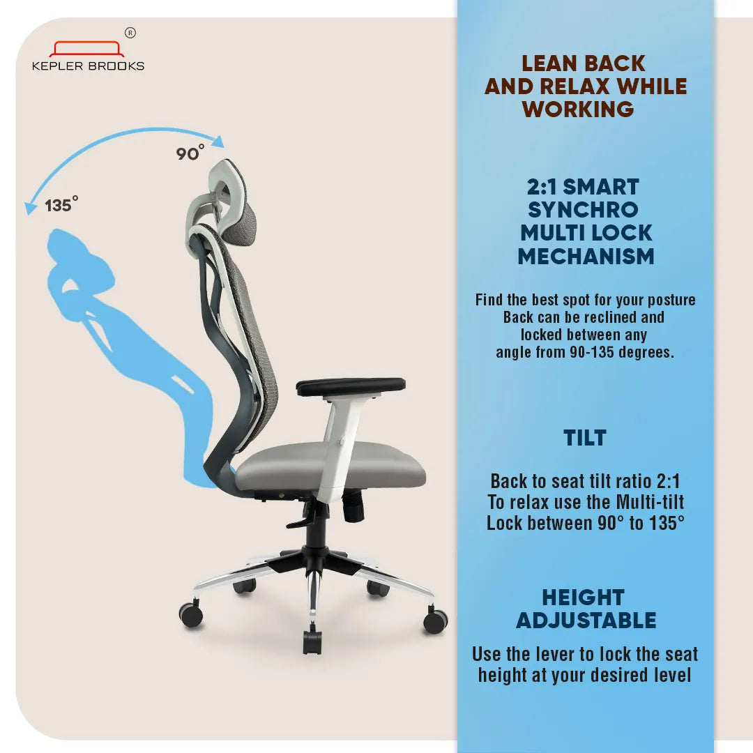 Kepler Brooks Marvel Premium High Back Mesh Office Chair