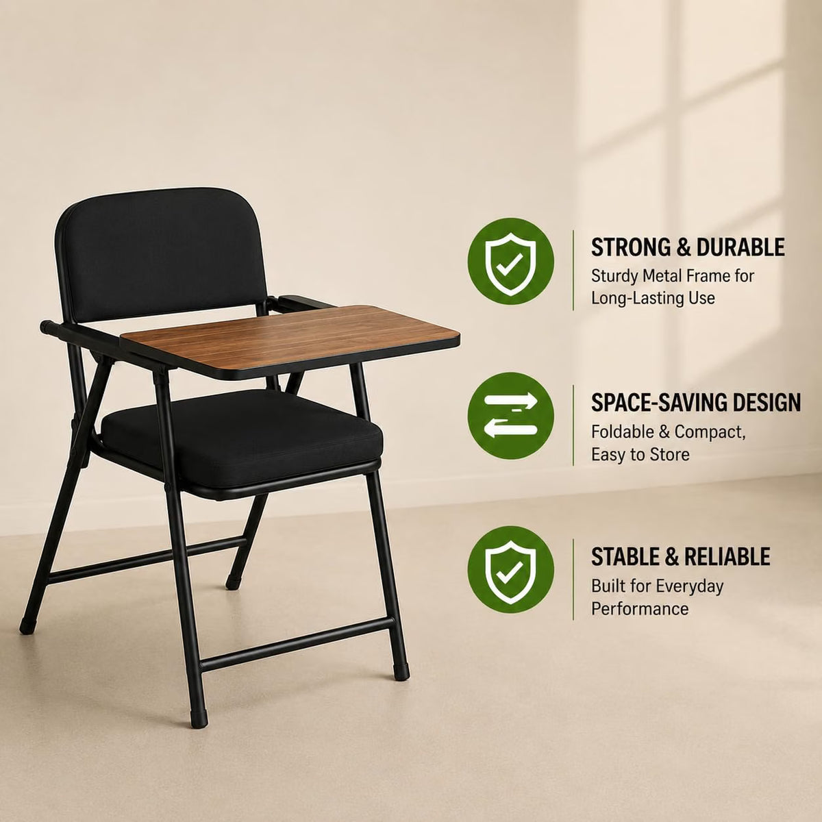 Kepler Brooks Aster Foldable Training Chair with Writing Pad