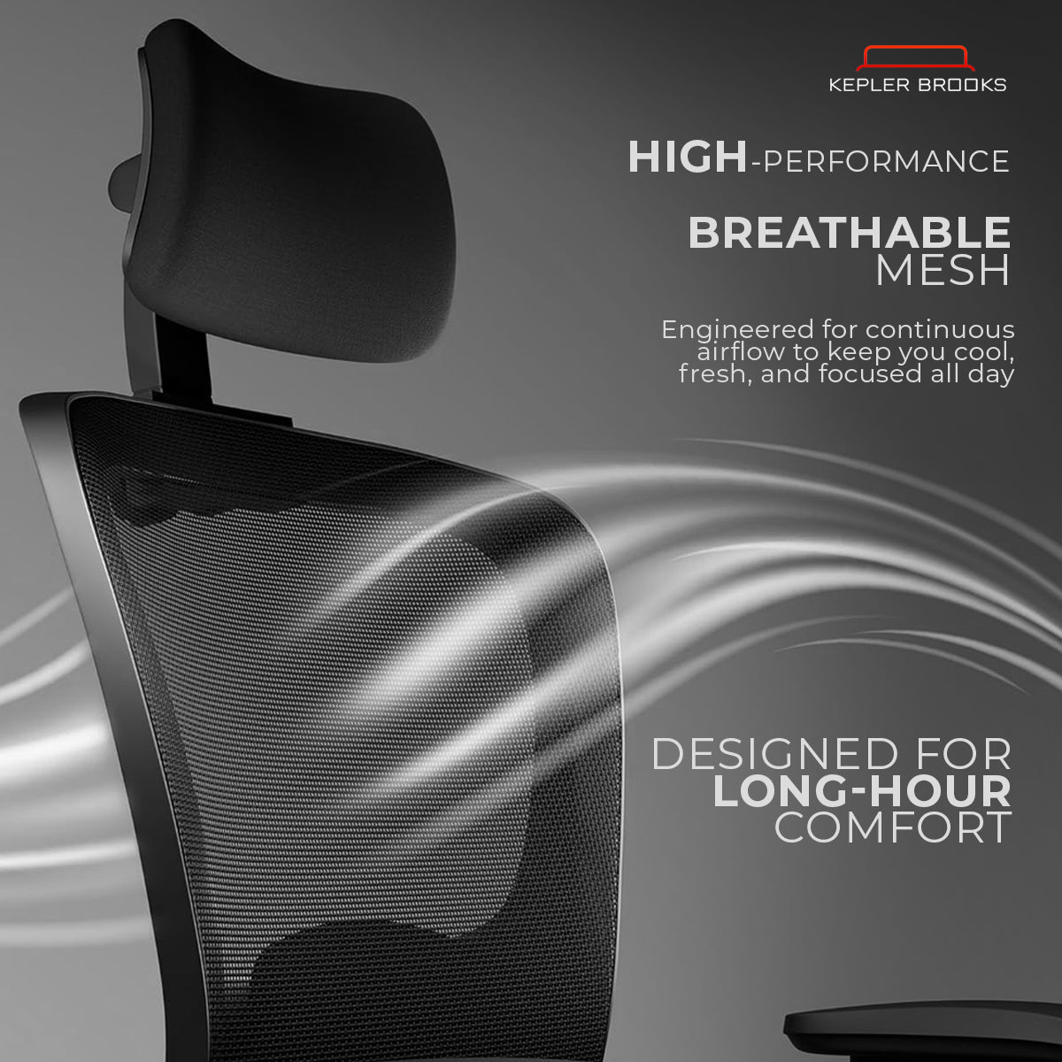Kepler Brooks Zeus Pro High Back Mesh Office Chair (Black)