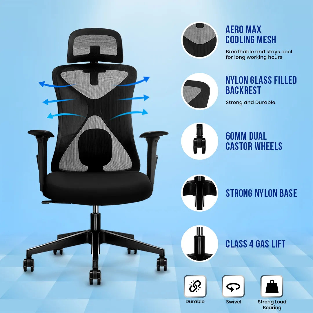 Kepler Brooks Vega Premium High Back Mesh Office Chair