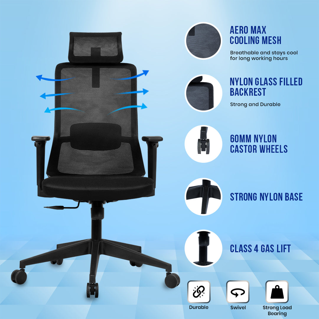 Kepler Brooks Veritas Premium High Back Mesh Office Chair