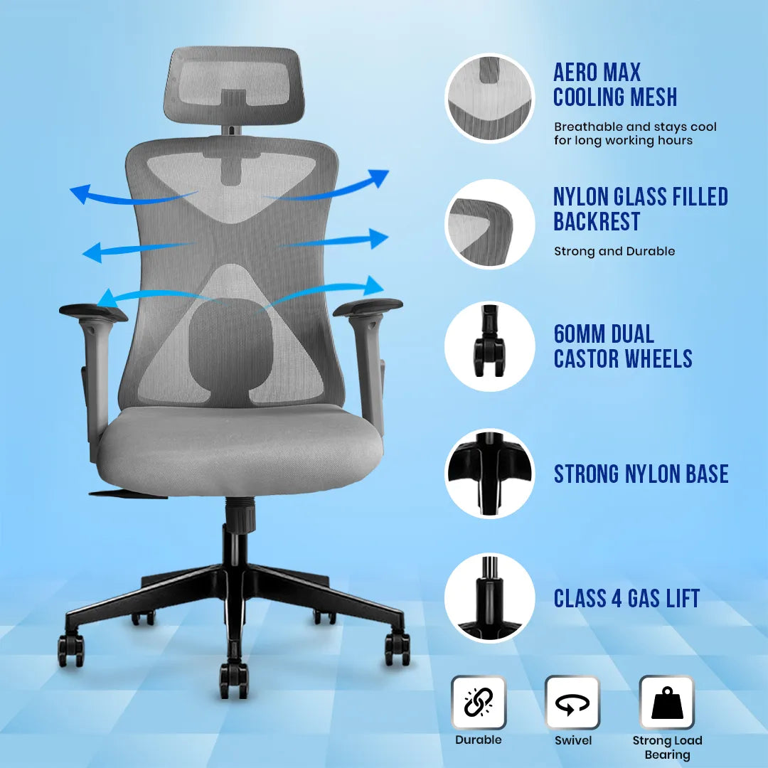 Kepler Brooks Vega Premium High Back Mesh Office Chair