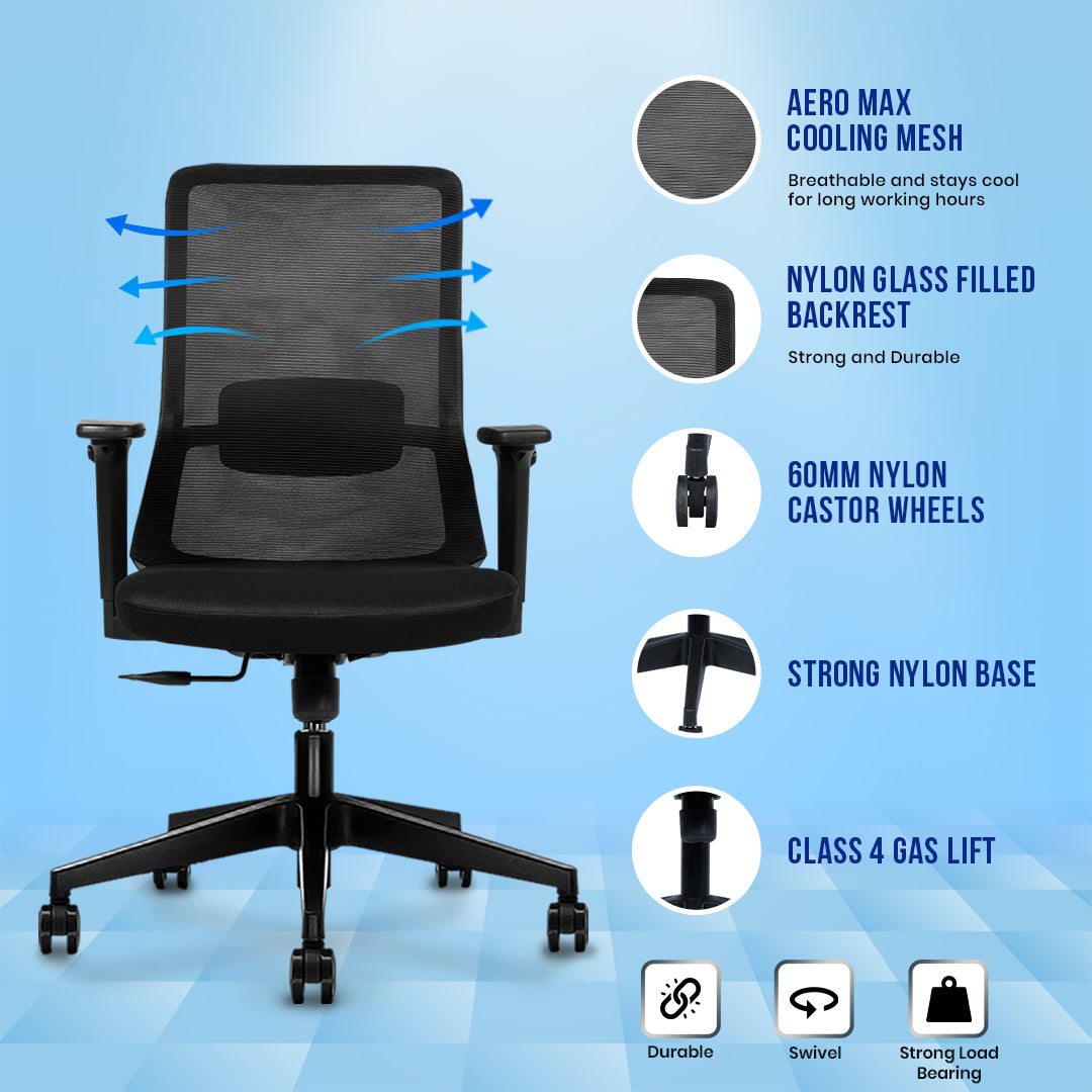 Kepler Brooks Veritas Premium Mid Back Mesh Office Chair