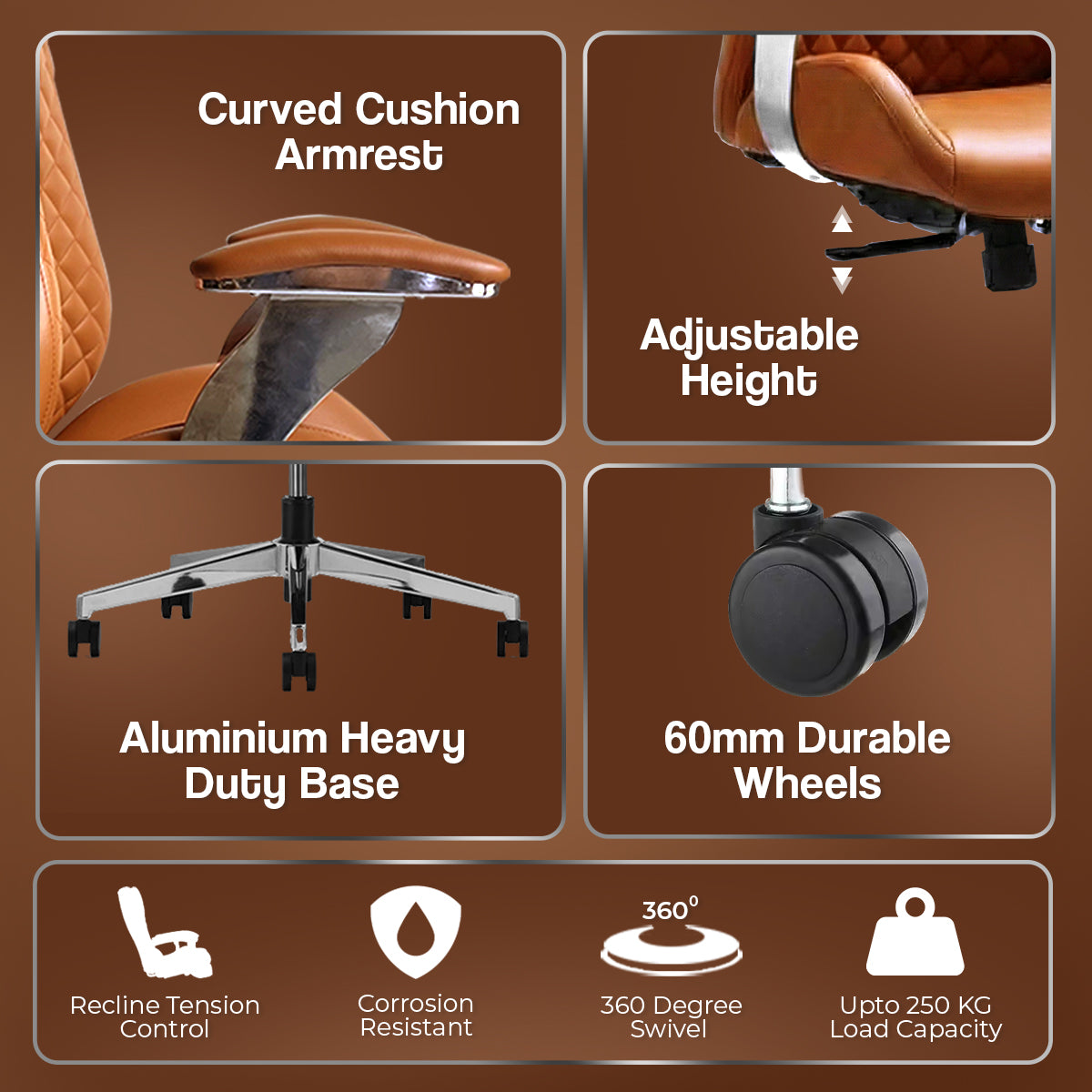 Kepler Brooks Atlas Premium High Back Leatherette Office Chair